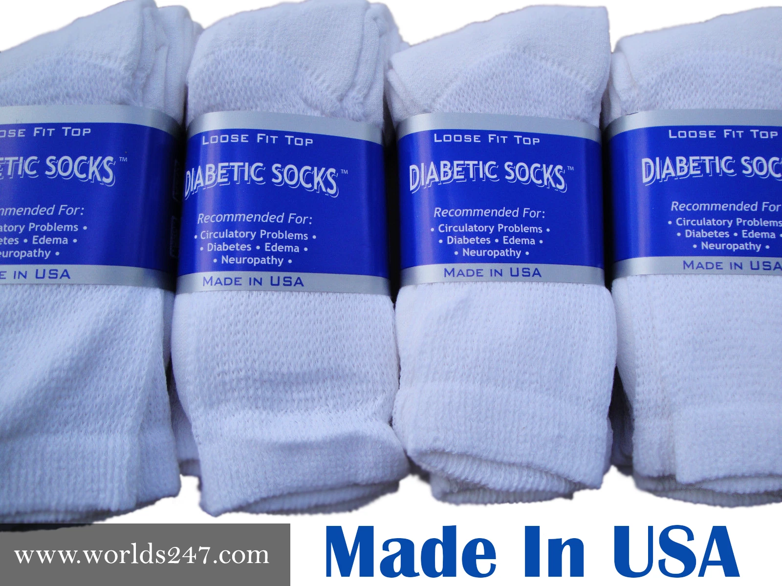 BEST Quality 6 PAIR WHITE CREW DIABETIC socks MEN SIZE 13 -15 SOCKS MADE IN USA