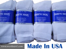 BEST QUALITY  12 PAIRS DIABETIC SOCKS  WHITE COLOR CREW SIZE 13-15 MADE IN USA