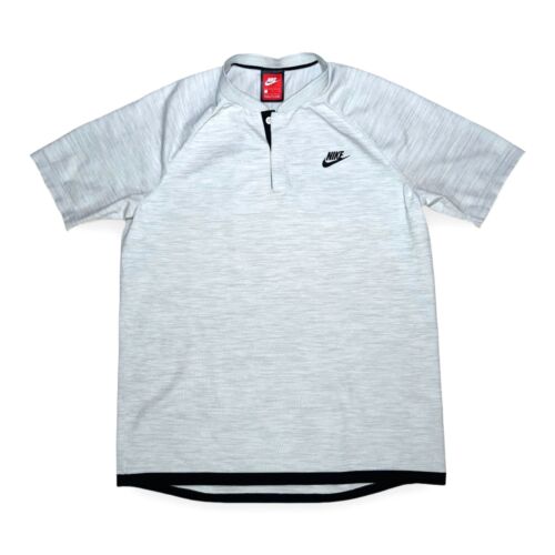 Nike Men's Tech Knit Short Sleeve Henley Shirt Grey L 846409-100 Hidden Placket - Picture 2 of 14