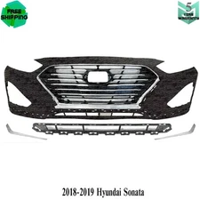 Front Bumper Cover Fascia Primed & Grille Assembly For 2018-2019 Hyundai Sonata
