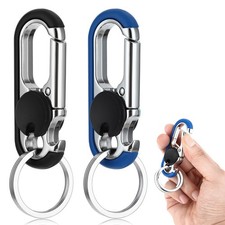 Ouligay 2pcs Keychains for Men, Anti-Loss 12cm x 20cm x 1.6cm, Black Blue