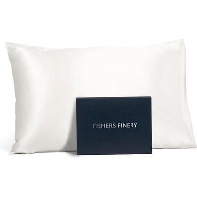 Fishers Finery 19mm 100% Pure Mulberry Silk Pillowcase, Natural White, Standard