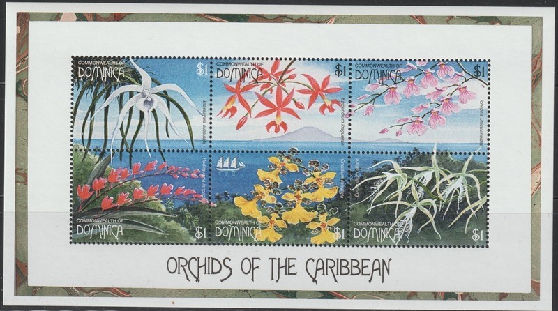 Dominica - 1997 MNH s/s of 6 Orchids  #1959 cv 7.00