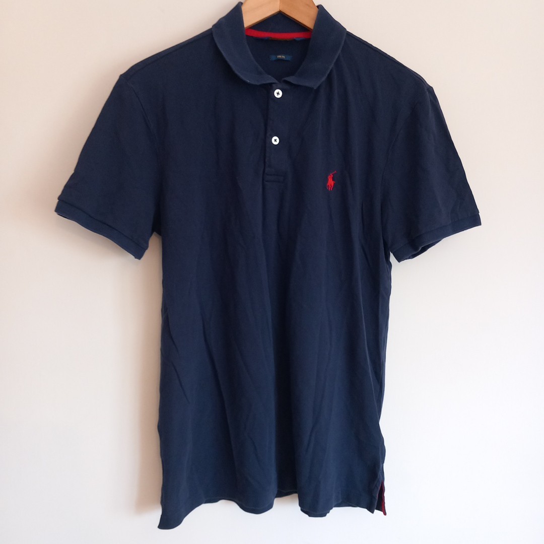 Polo Golf Ralph Lauren Uomo Polo Collo T Shirt Blu Taglia M Cotone Rosso Pony