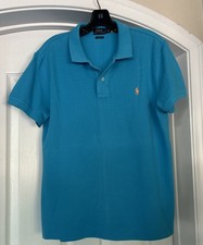 Polo Ralph Lauren Womens Turquoise Classic Fit Short Sleeve Polo Shirt Size L
