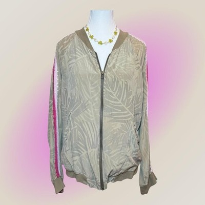 Calypso Saint Barth Womens Silk Geometric Embroidered Casual Jacket Green Size L
