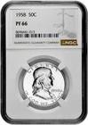 1958 50C Proof Silver Franklin Half Dollar NGC Graded PF 66