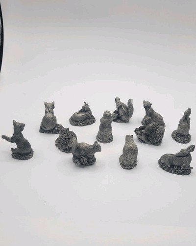 Vtg 1981 Franklin Mint The Woodland Animals Jane Lunger Pewter Lunar Set of 12 - Picture 5 of 8