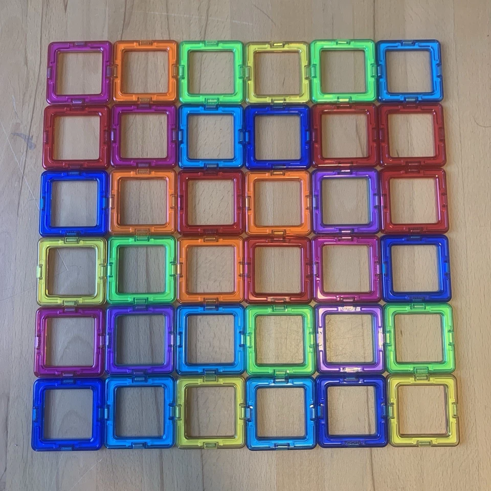 Magformers Set 64 Teile mit Vorlagenbuch Vierecke Dreiecke etc. Magnete Bausatz - Bild 3 von 4