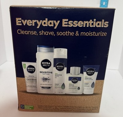 5 pc Nivea Men Everyday Essentials Set  Shave Gel Soothe Moisturize Body Wash