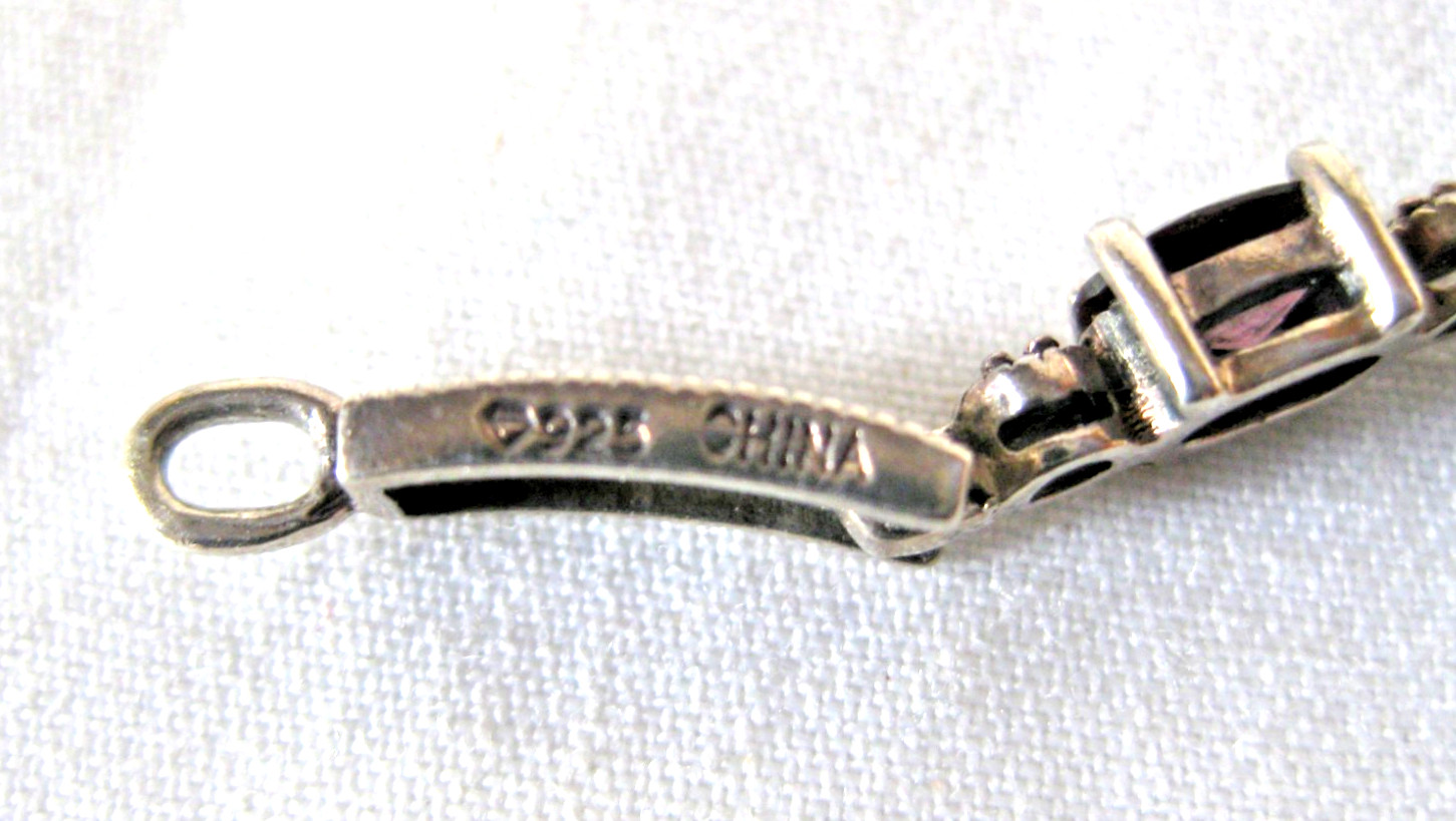 Sterling Silver 925 Bracelet Rectangular Links Ov… - image 5