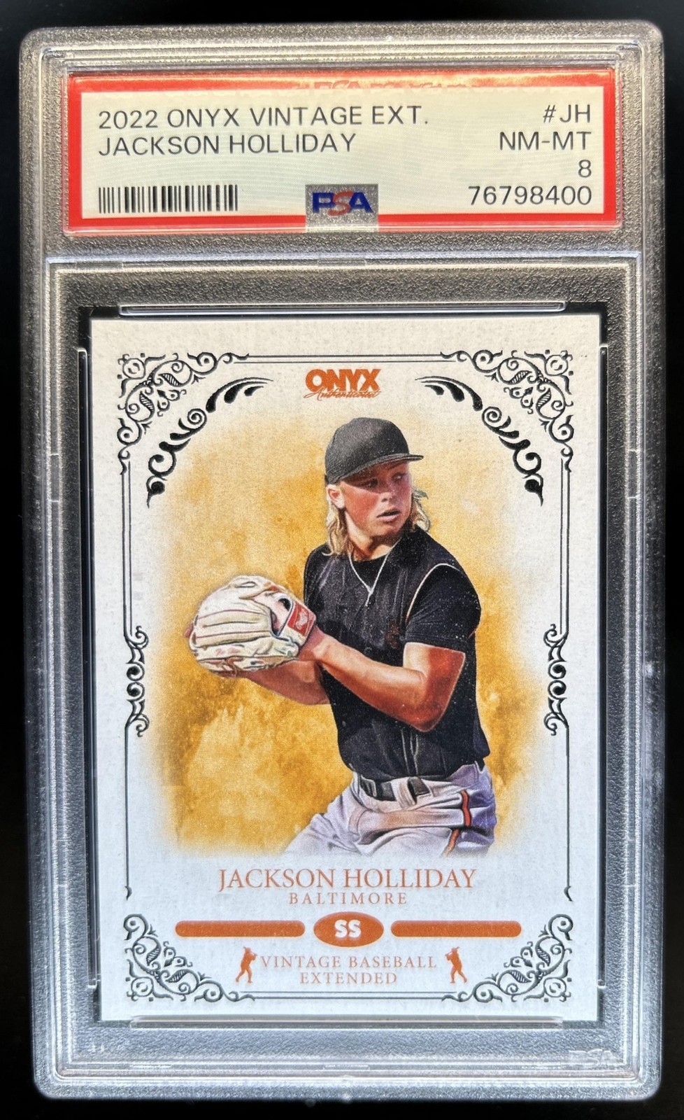 2022 Onyx Vintage Extended Jackson Holliday #OVJH Orioles PSA 8 view 1