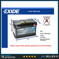 Battery fits BENTLEY ARNAGE TURBO R BROOKLANDS CONTINENTAL Exide 096 New