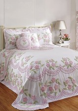 Better Trends King Bedspread w/2 Shams- Bloomfield Rose Floral In Tufted Plush