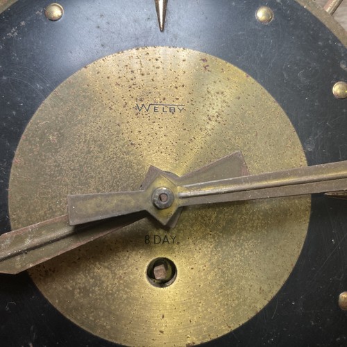 Orologio da parete vintage Welby Starburst ottone MCM 28" 8 giorni carica - così com'è - Foto 3 di 11