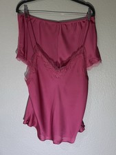 Victoria  s Secret Satin Lace Cami  Shorts Pajama Set Light Burgundy Wine Sz S
