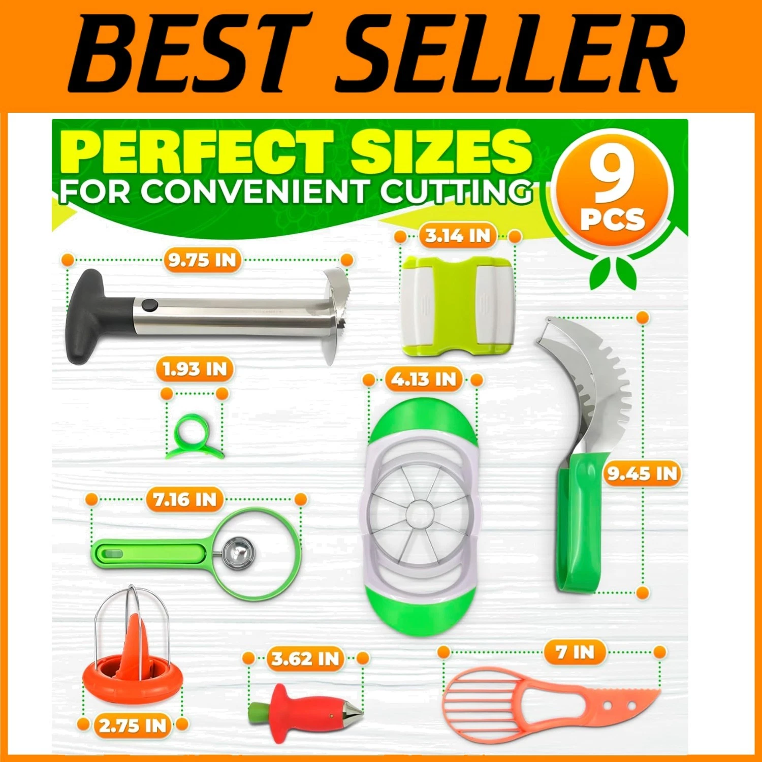 9-Pc Pineapple Corer & Slicer Set - Stainless Steel Blades`//