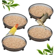 4 Pcs Platform Bird Feeder 7 Inches Ground Bird Feeder Tray for Outside Metal