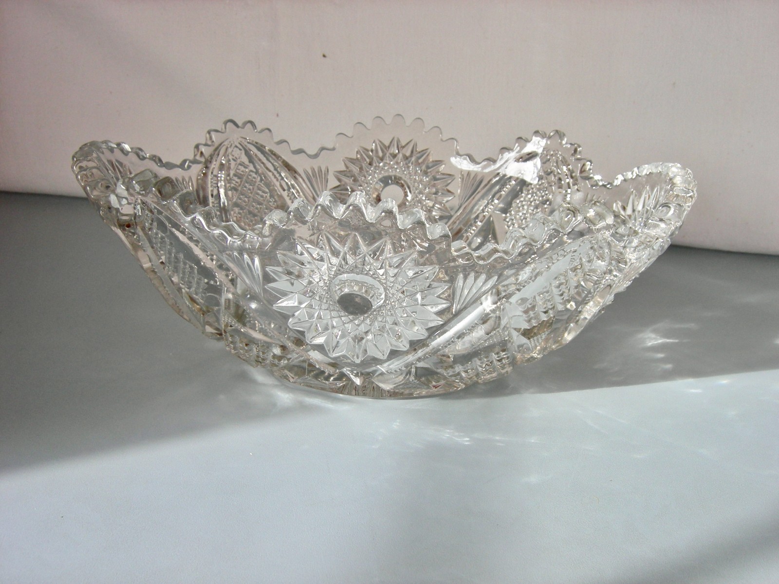 American Brilliant Period Cut Glass Bowl 8" x 12' - Gorgeous!!