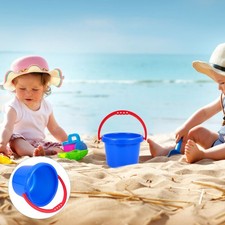  Beach Bucket Toy Seaside Child Plastic Buckets with Handles Sand