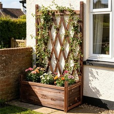 Wood Planter w/ Trellis Garden Raised Bed Box Vertical Growing Flower Vegetable