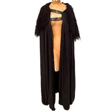 GOT Black Cape Medieval Unisex Robe LARP Cosplay Renaissance Faux Fur