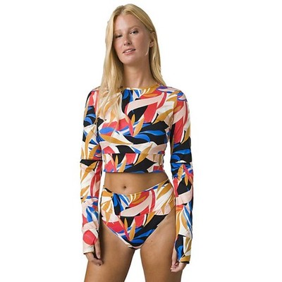 PRANA Women's Seleina Rash Guard Top Large Tropics Print Floral Long Sleeve NWT