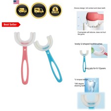 2 PCS U-Shaped Kids Toothbrush, Soft Manual Training Toothbrush for Kids 6-12...