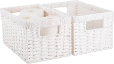 Wicker Baskets Paper Rope Storage Baskets with White for Organizing