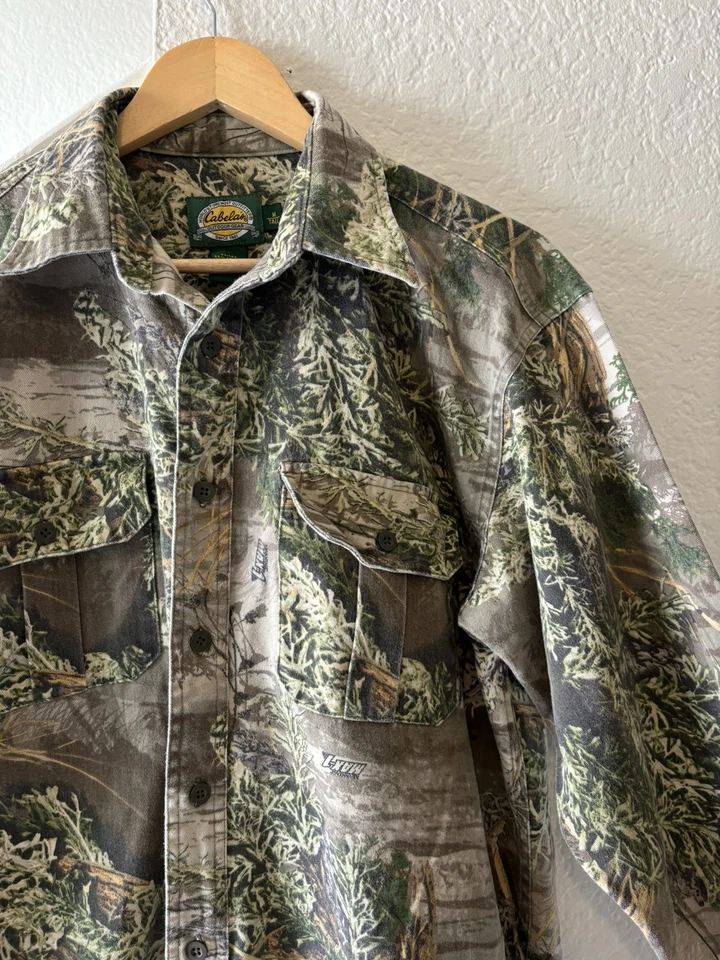 Camisa Abotonada Camuflada Cabela's Para Hombre Mediana Alta Caza Exterior Pesca Y2K Foto 4 de 4