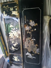 Antique,vintage adian chinese coromandel screen room divider 4 panel