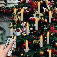 Christmas Tree Flameless Taper Candle Lights Battery Operated with 10-Key Rem...