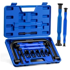 Valve Spring Compressor | 10 Piece Spring Clamp Tool Kit with C Clamp, BLUE