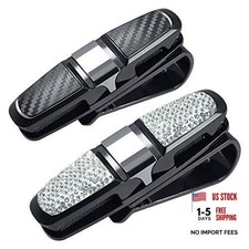 2 Pack Glasses Holders for Car Sun Visor, Glasses Holder Clip with Rhinestones