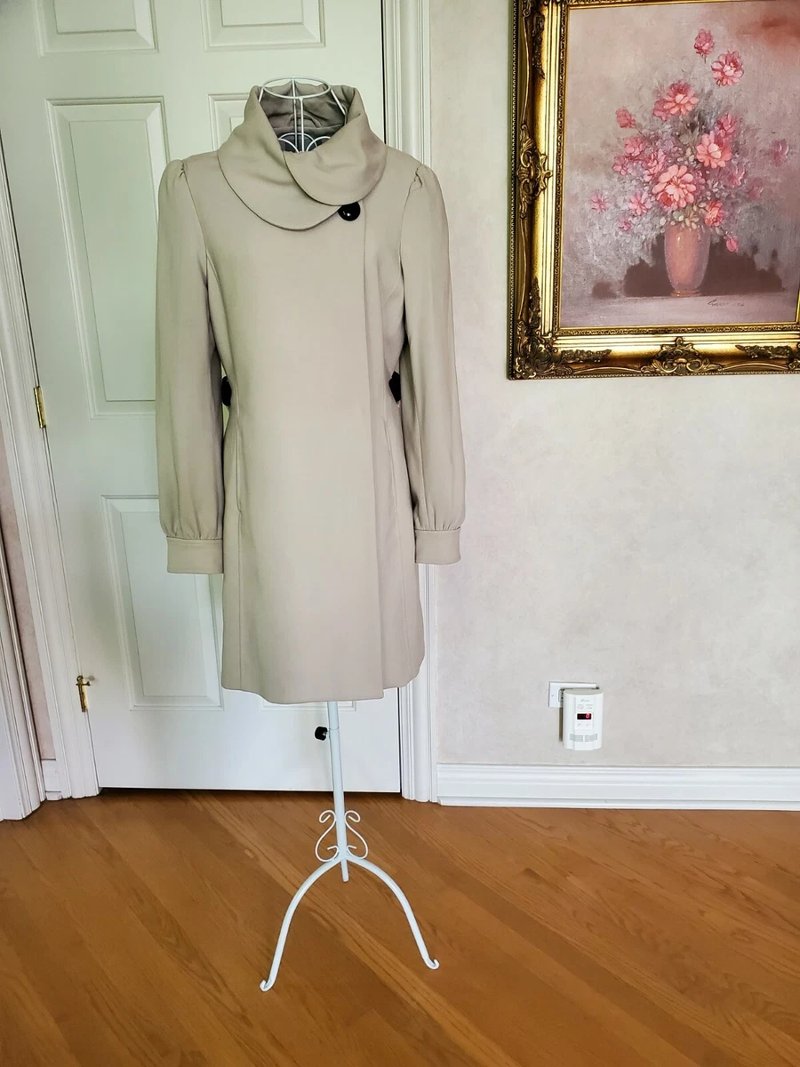 NEW H M Beige Coat With Black Belt Trench Jacket Size 8 Eur 38
