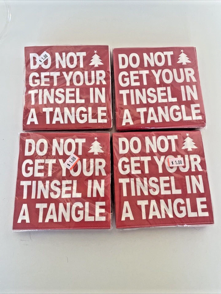 Servilletas de cóctel Do Not Get Your Tinsel in a Tangle Paper 80 nuevas en embalaje Foto 2 de 4