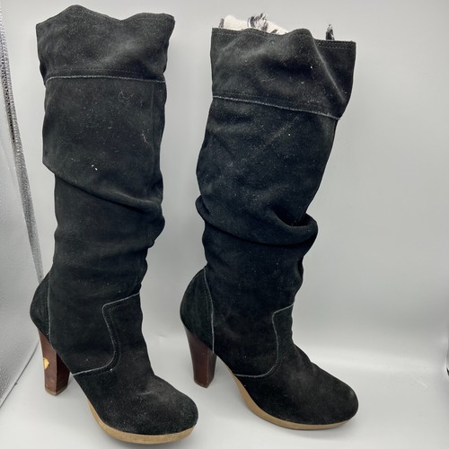 Victoria's Secret Colin Stuart Black Knee High Leather Boots Size 9 Womens Heel - Picture 2 of 11