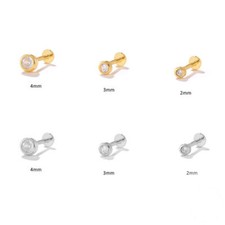 Sterling Silver Ear Piercing Round CZ Helix Tragus Cartilage Stud Earring A1238