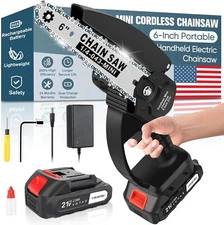 Mini Chainsaw Cordless, 6-Inch Portable Handheld Chainsaw with Security Lock