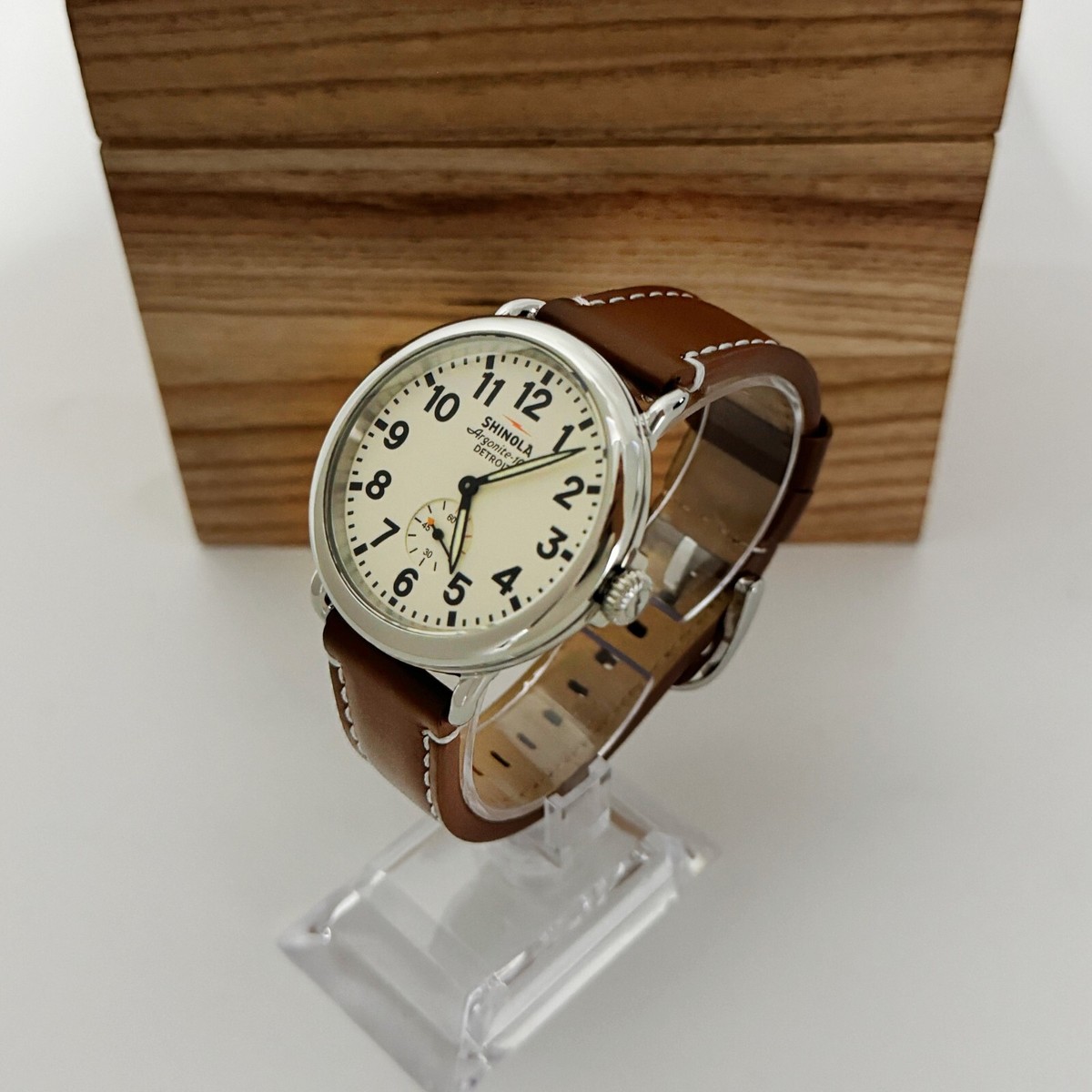 Shinola The Runwell Cream Dial Tan Leather Strap Chronograph