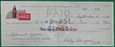 Original 1951 Coca-Cola Cancelled Check Tell City Indiana