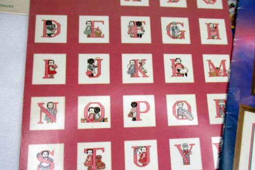 Lot 5 Vintage Cross Stitch Pattern Booklets Baby Bibs Babes in the Woods ABCs - Picture 2 of 3