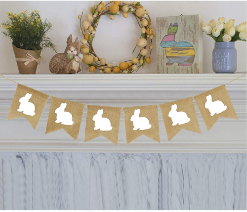Easter Burlap Bunny Garland | Burlap Rabbit Garland Banner | Easter Decorations
