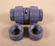 2" True Union Ball Check Valve PVC/FKM S+T, 235 Psi Socket & Threaded Connectors