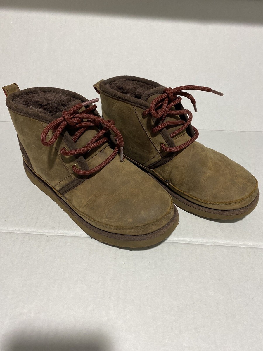 Kids UGG Neumel II Lace Up Brown Boys Winter Boots Warm Lined Size