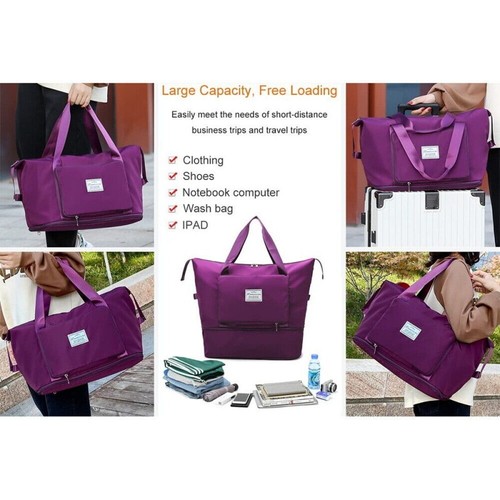 Large Capacity Folding Travel Bag Portable Waterproof Gym Shoulder Duffel Bag UK - Picture 17 of 46