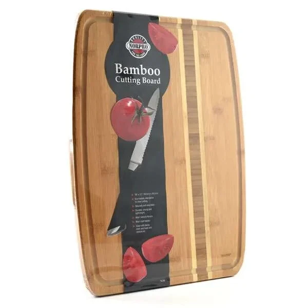 NUEVA TABLA DE CORTAR REBANAR ALIMENTOS COCINA BAMBÚ 16" X 12" NORPRO 7638 Foto 2 de 2