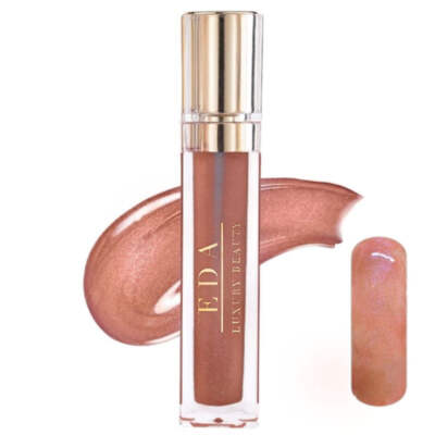 Nude Brown Shimmer Diamond Shine Lip Gloss Vegan Liquid Lipstick, Diva Mocha