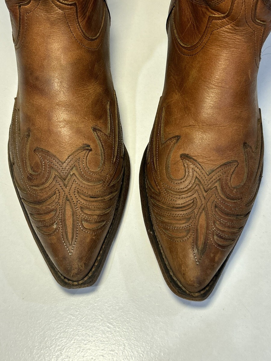 ブラウン レザー ウエスタンブーツ　CODE WEST Code West Cowboy Boots Brown Leather Mens 8.5 M Made In USA