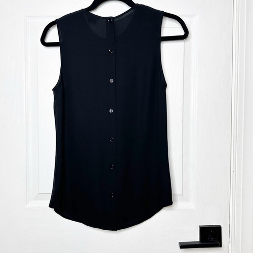 Blusa THEORY Turnia con lazo frontal 100 % seda Georgette talla pequeña elevada básica - Imagen 6 de 6
